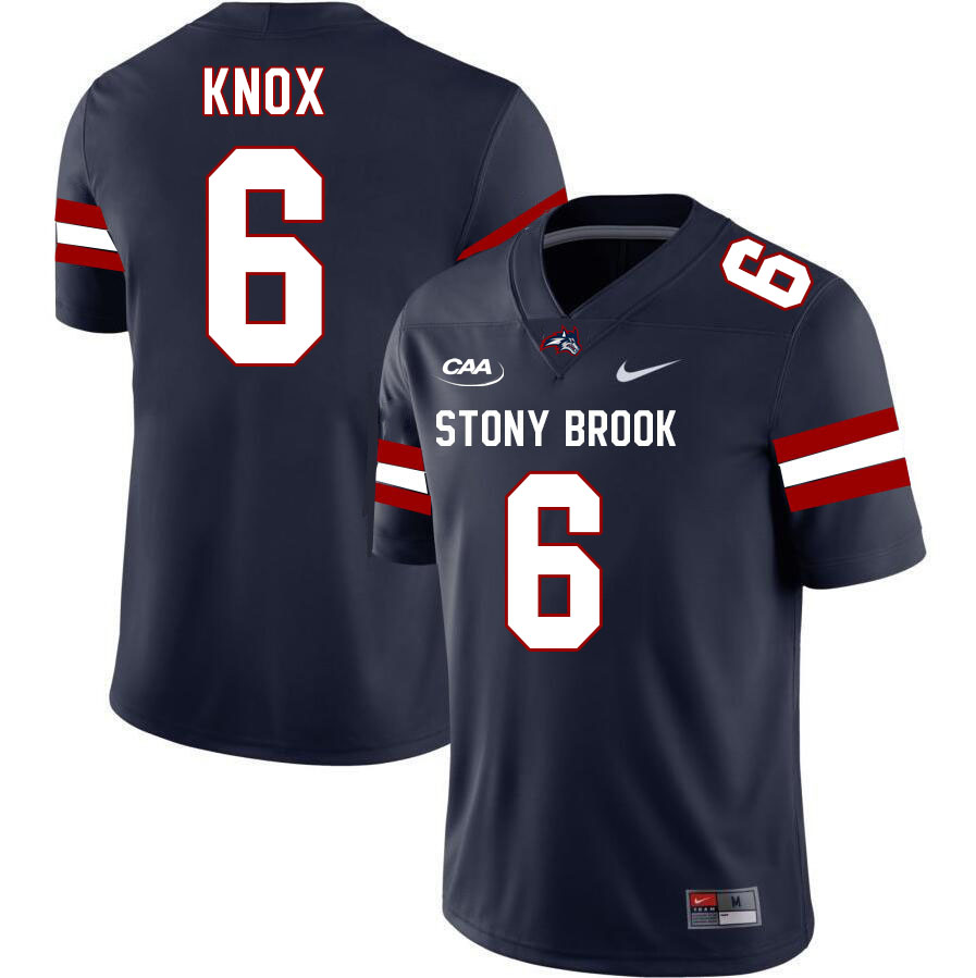 Stony Brook Seawolves #6 Chance Knox College Football Jerseys Stitched-Navy